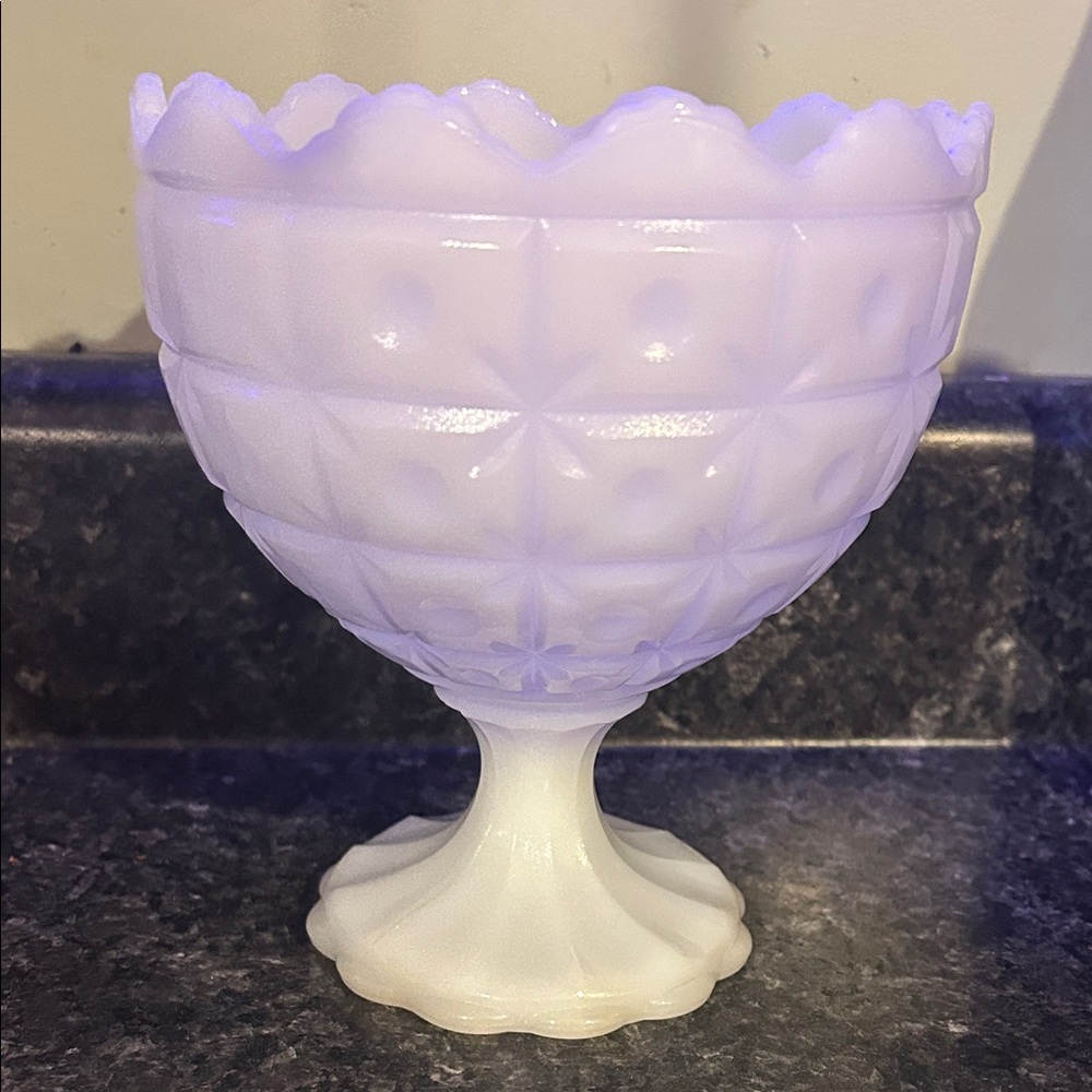 EO Brody Cleveland Oh MILK GLASS Elegant White Glass Pedestal Bowl